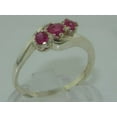 thumbnail image 2 of LBG British Made 18k White Gold Natural Ruby Womens Trilogy Ring - 33 size options - Size 6.25, 2 of 7