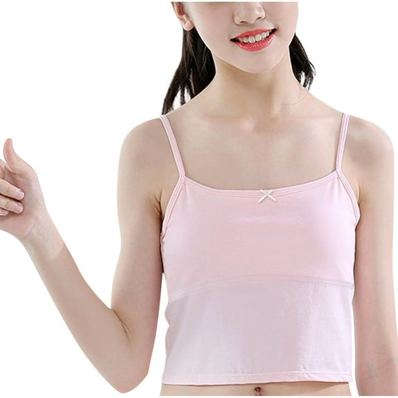 Cethrio Girls Cotton Tank Tops, Summer Breathable Sleeveless Casual Girls Camisole Pink Size S