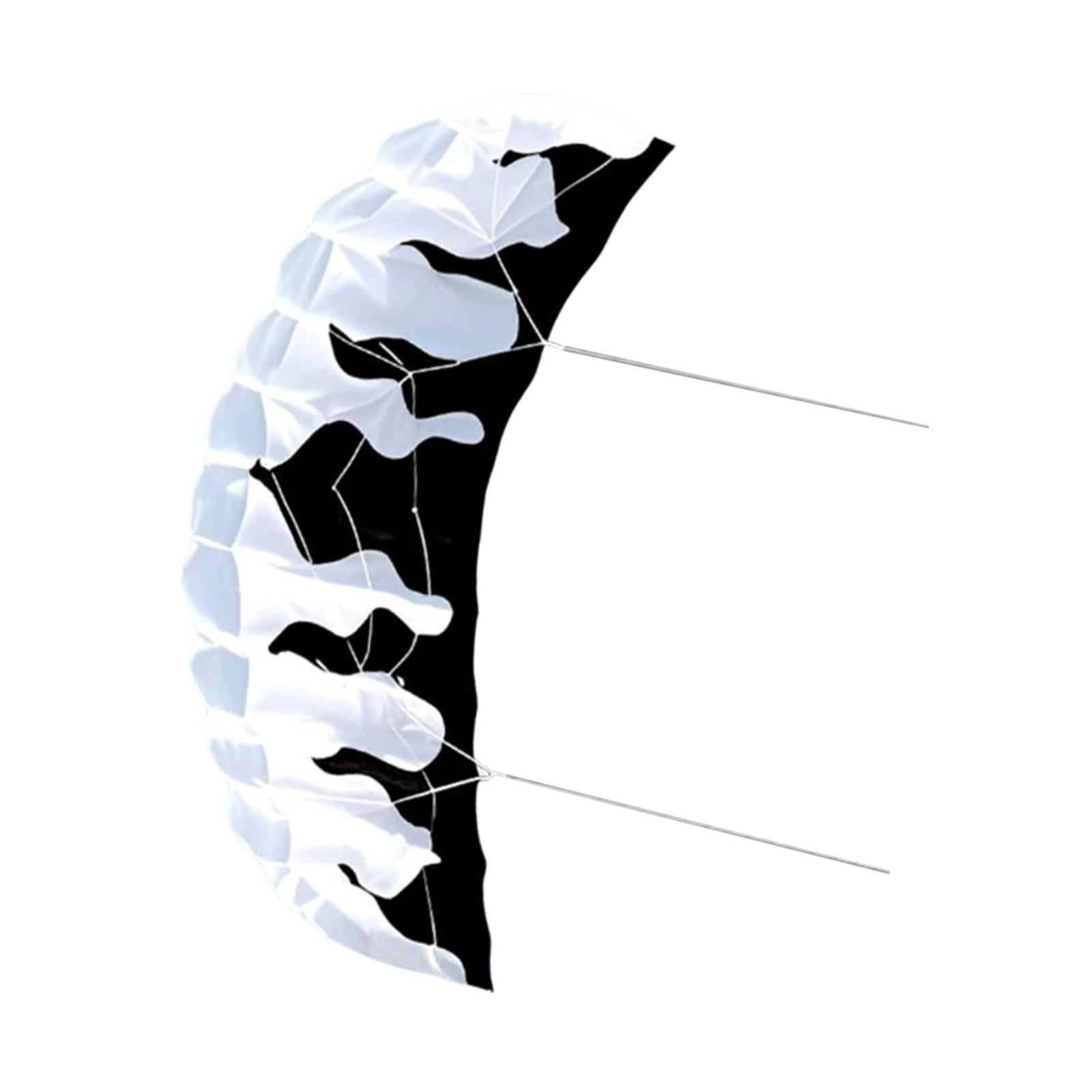 harayaa 2M Outdoor Parafoil Kite Two Line Kite, 30M Line, Seaside Beach Toy for Outdoor Black White
