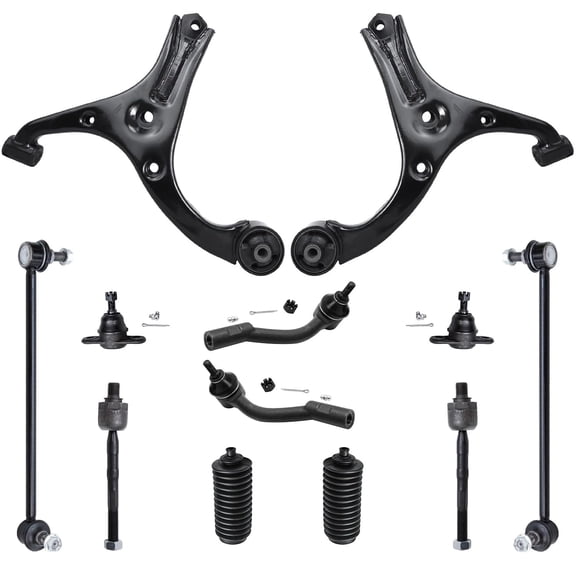 Detroit Axle - Front End 12pc Suspension Kit for 2006-2011 Hyundai Accent, 2 Lower Control Arms 2 Lower Ball Joints 4 Inner & Outer Tie Rods 2 Sway Bars 2 Boots 2007 2008 2009 2010 Replacement