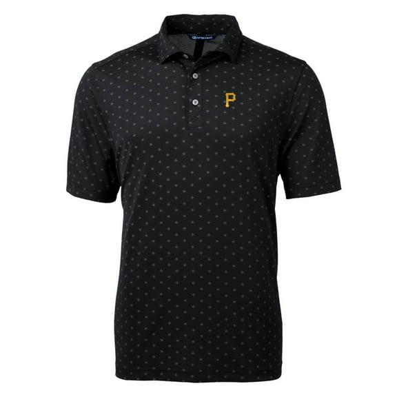 Men's Cutter & Buck Black Pittsburgh Pirates Big & Tall Virtue Eco Pique Tile Print Polo