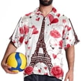thumbnail image 4 of Eiffel Tower Valentine's Day Men's Short Sleeve Shirts with Spread Collar Tops, Casual Printed Poplin Shirt, Button Down Short Summer Beach Shirts - Unisex, 4 of 6