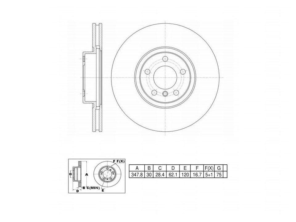 UltraHC Coated High Carbon Brake Rotor, Front UR006045, BMW X5 2018-2007
