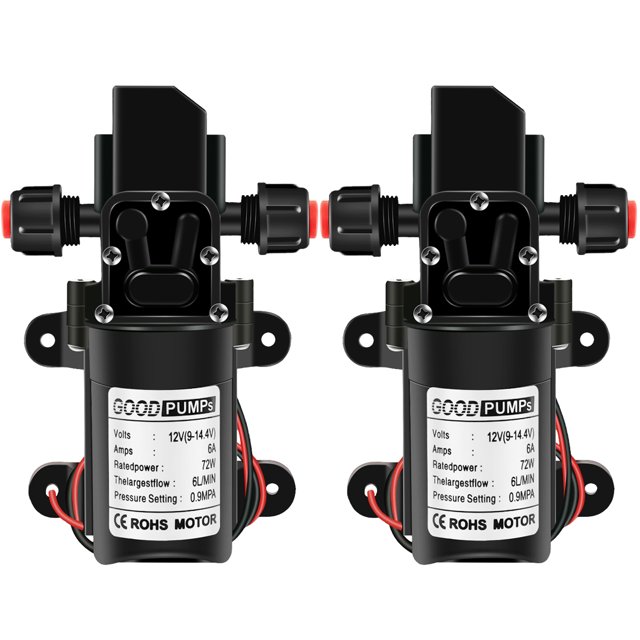 Muyoka Bomba de diafragma DC 12V Bomba de agua de diafragma eléctrica 6L/MIN 72W Bomba autocebante 130Psi Bomba de diafragma de alta presión con interruptor de apagado automático para lavado de autos Muyoka Hogar