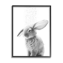 Stupell Industries Bunny Bathroom Splash Animals & Insects Painting Black Framed Art Print Wall Art, 16 x 20