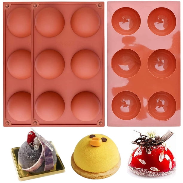 Molde para hornear, molde para pasteles, molde hemisférico de silicona, 6 cavidades para hacer pasteles de chocolate, gelatina, pudín, cúpula, mousse, jabón hecho a mano (3 piezas) BANYUO Electrónica