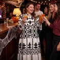 thumbnail image 2 of Agnes Orinda Women's Plus Size Halloween Outfits Bohe Dress Geometric Pattern Flowy Button Flared Bell Long Sleeve Tiered Casual Fall A Line Maxi Dress 1X Black, 2 of 8