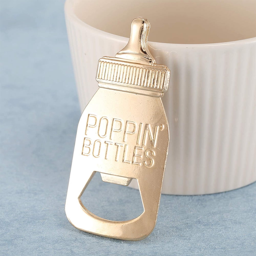 EIMELI 12 Pack Baby Bottle Opener Baby Shower Party Favor Poppin Bottle Shaped Bottle Opener Baby Shower Return Gifts for Guest Wedding Party Souvenir Kids Birthday Party (Pink)
