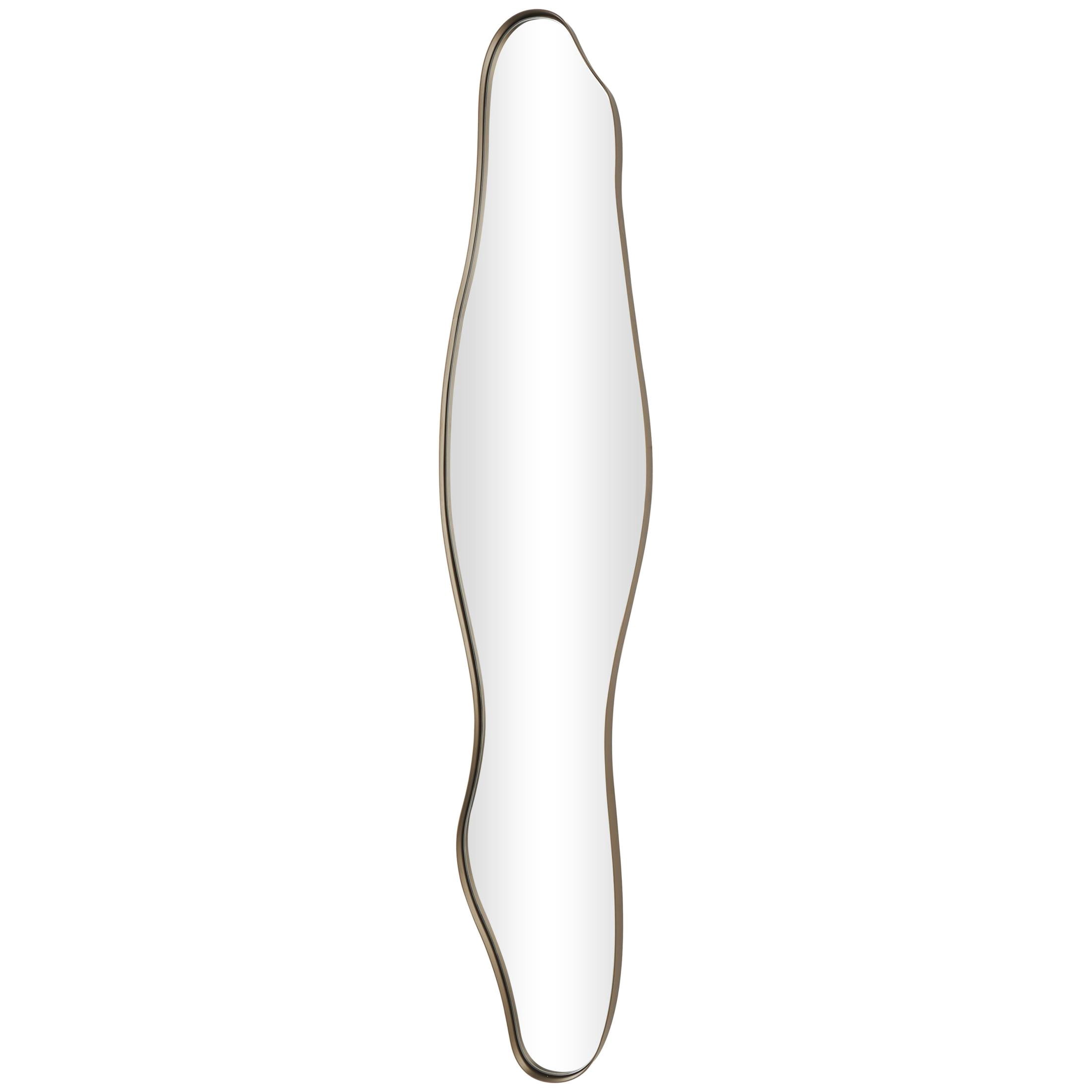 CosmoLiving by Cosmopolitan 10" x 47" Gold Slim Wavy Abstract Wall Mirror
