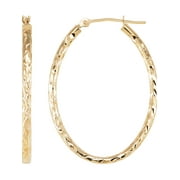 Brilliance Fine Jewelry 10K Yellow Gold 2X30MM Hollow Oval Hoop Earrings