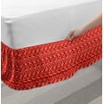 thumbnail image 2 of Moroccan Bed Skirt, Repetitive Dots Arrangement Leaves Inspired Vibrant Tones Illustration, Elastic Bedskirt Dust Ruffle Wrap Around for Bedding Decor, 4 Sizes, Vermilion and White, by Ambesonne, 2 of 2