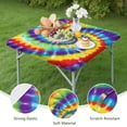 thumbnail image 4 of Colorful Rainbow Tie Dye Spiral Pattern Square Fitted Tablecloth with Elastic Edge,Square Table Cover,Washable Elastic Table Cover for Home Kitchen Party Decor 36"x36", 4 of 6