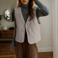 thumbnail image 2 of CUZIBR Fall Sweater For Women Puffer Vest Sleeveless Solid Color Layering Piece Casual Stylish Loose Oversized Jacket Thick Warm Waistcoat Casual Loose Sweatshirt,Grey,L, 2 of 5