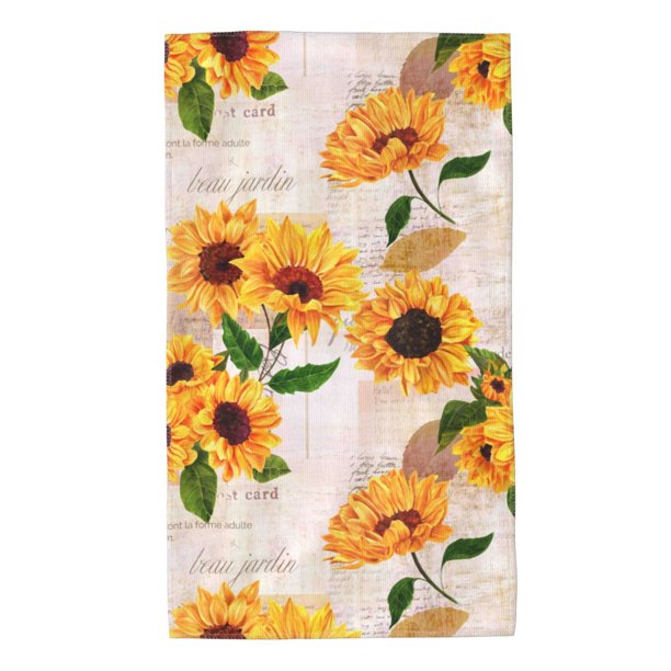 Balery Sunflower 5 Toalla de Microfibra Premium con Estampado – 27.5x16 pulgadas, Alta Absorción, Suave y Aterciopelada, Secado Rápido