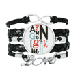 thumbnail image 1 of Alphabets Stylish Quote Handwrite Bracelet Love Accessory Twisted Leather Knitting Rope Wristband, 1 of 3