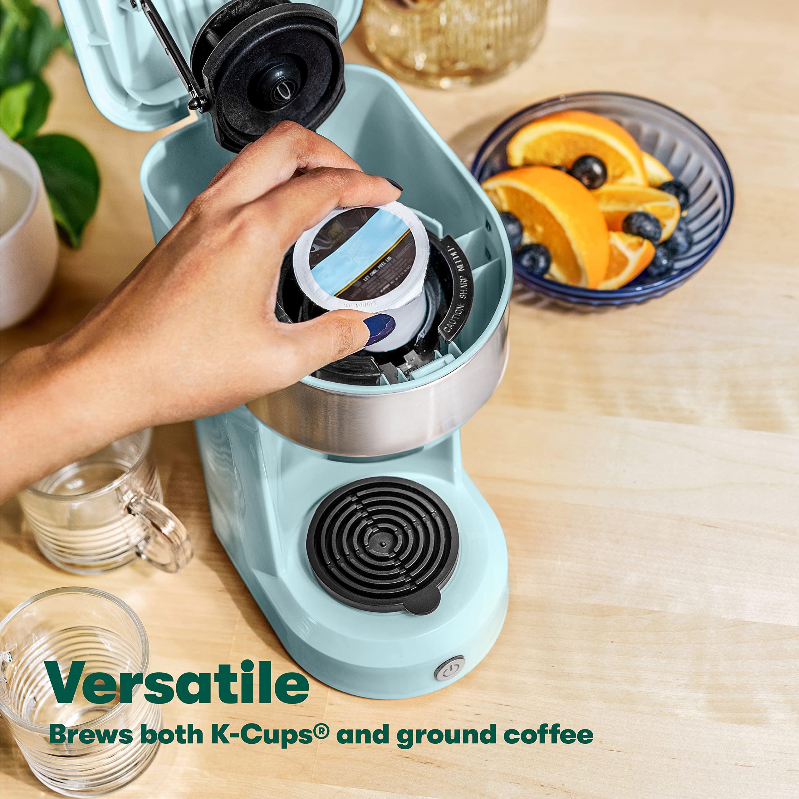 Single Serve Coffee Maker for K Pod, 2-in-1 Coffee Maker Single Serve & Ground Coffee Brewer, Quick Brew 6 to 14oz Brew size Carefree Auto Shut Off Small Coffee Machine for Apartment