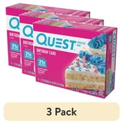 (3 pack) Quest Protein Bar, Birthday Cake Flavored, Gluten Free, 20g of Protein, 4 Count