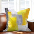 thumbnail image 3 of Yellow Grey Oil Painting Pillow Covers 18x18 Inch, Abstract Modern Geometric Linen Pillowcase with Invisible Zipper, Decorative Throw Pillow Covers Cushion Case for Couch Sofa Bed Living Room, 3 of 9