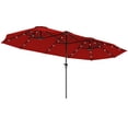 thumbnail image 2 of Outsunny 13' Large Patio Umbrella with Solar Lights, Double-Sided Outdoor Market Umbrella with Crank, 48 LED Lights for Garden, Pool, Yard, Burgundy, 2 of 9