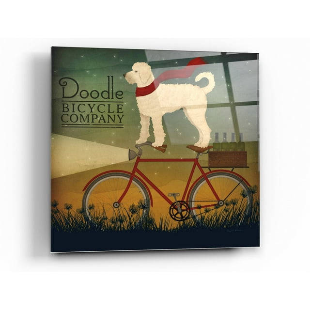 Epic Art 'White Doodle on Bike Summer' by Ryan Fowler, Acrylic Glass Wall Art, 24"x24"