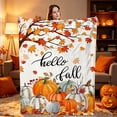 thumbnail image 6 of Lksixu Fall Throw Blanket, 51"x60" Maple Leaves & Pumpkin Print Flannel Fleece Shawl Blanket, Soft Cozy Lightweight Nap Blanket, Farmhouse Decorative Plush Blanket for Couch, Sofa, Bed, Travel, 6 of 7