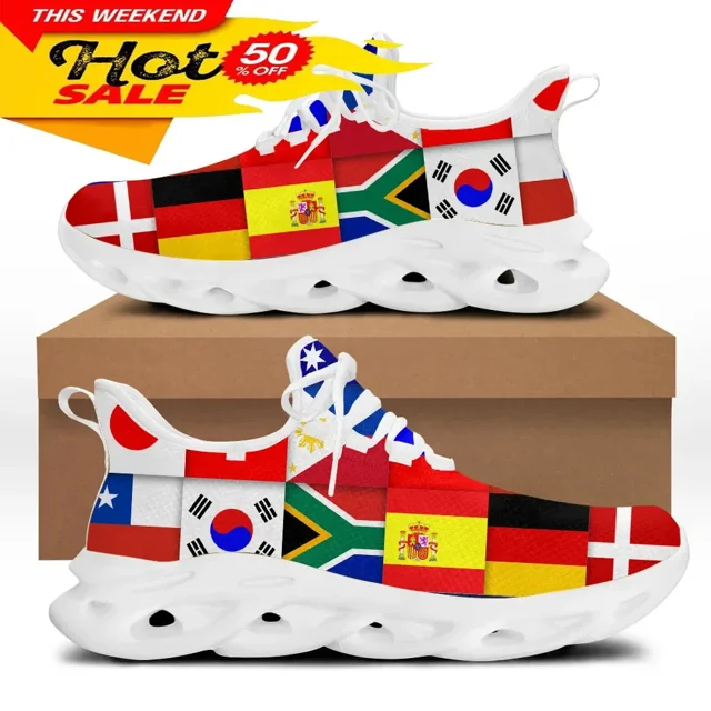 Zapatos de diseño con banderas del mundo para hombre, calzado informal de primavera para exteriores, zapatillas antideslizantes para caminar, zapatillas planas transpirables