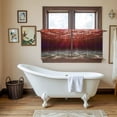 thumbnail image 4 of Red Ocean Waves Tier Curtains 24 Inch Length, Summer Beach Coastal Abstract Cafe Short Curtains for Bathroom Over Sink, Small Kitchen Curtain Light Filtering Tiered Drapes 2 Panels 27.5"Wx24"L, 4 of 8