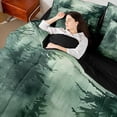 thumbnail image 4 of Erosebridal Jungle Botanical Tree Bedding Twin Size,Tropical Plant Comforter Sets with Sheets,Green Black Bedding Sets Twin Size For Men Women,Microfiber Bedroom Decor Reversible,7pcs, 4 of 6