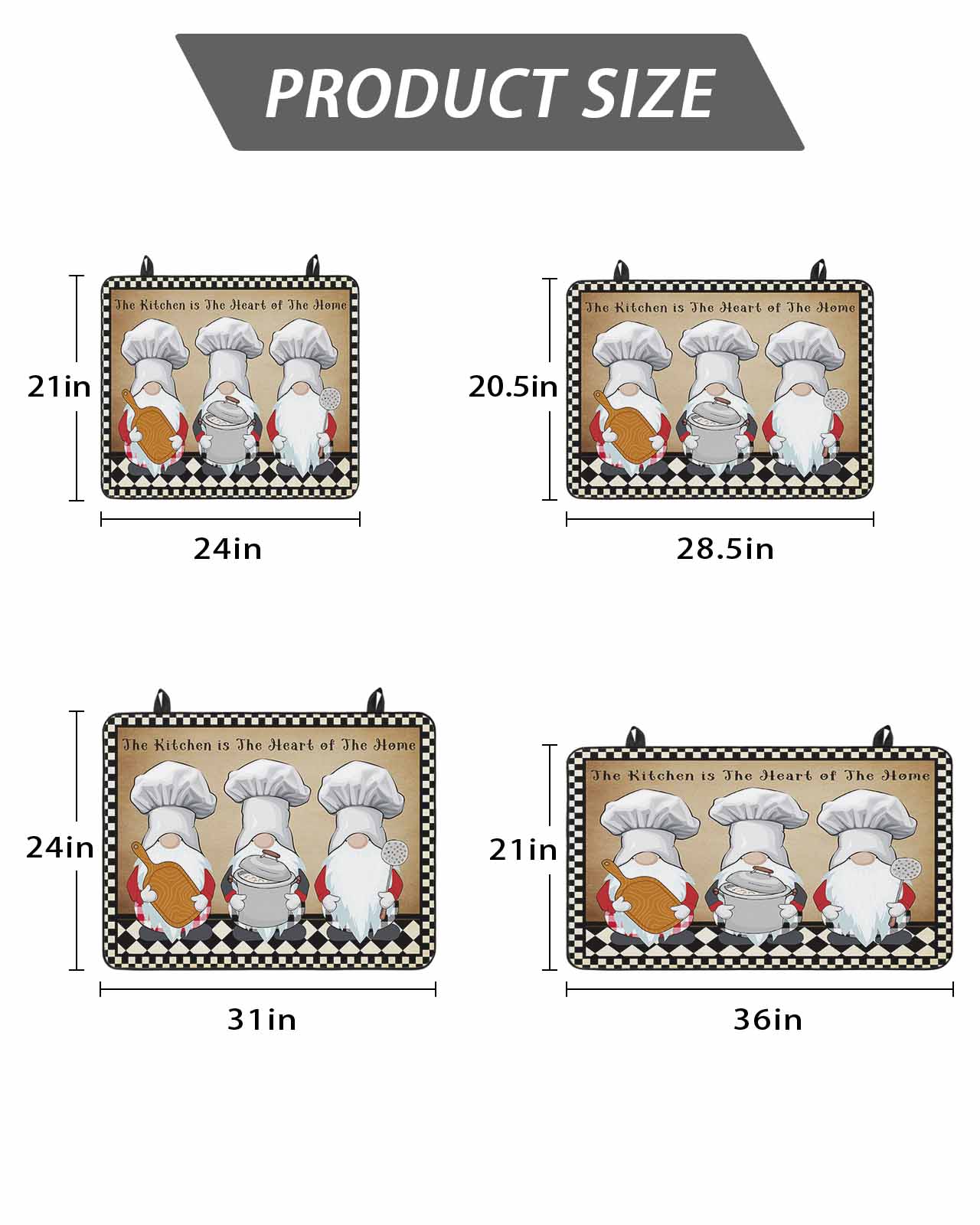The Chef Stove Top Covers for Electric Stove, 28'x20'' Gnome Kitchen Retro Black Buffalo Plaid Glass Ceramic Stove Cover Foldable Rubber Mat Heat Resistant Cooktop Protector for Kitchen