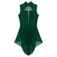 thumbnail image 6 of TSSOE Women's Lyrical Dance Dress Sparkly Rhinestones Asymmetrical Mesh Flowy Leotard Skirt Green XXL, 6 of 7