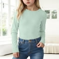 thumbnail image 2 of yocbz Long Sleeve Shirts Kids Girls Toddler Kids Girls Boys Sweatshirts, Fall Winter Long Sleeve Crew Neck Solid Color Tops for Childs Girls Boys Light Blue,Size for 5-6 Years, 2 of 7