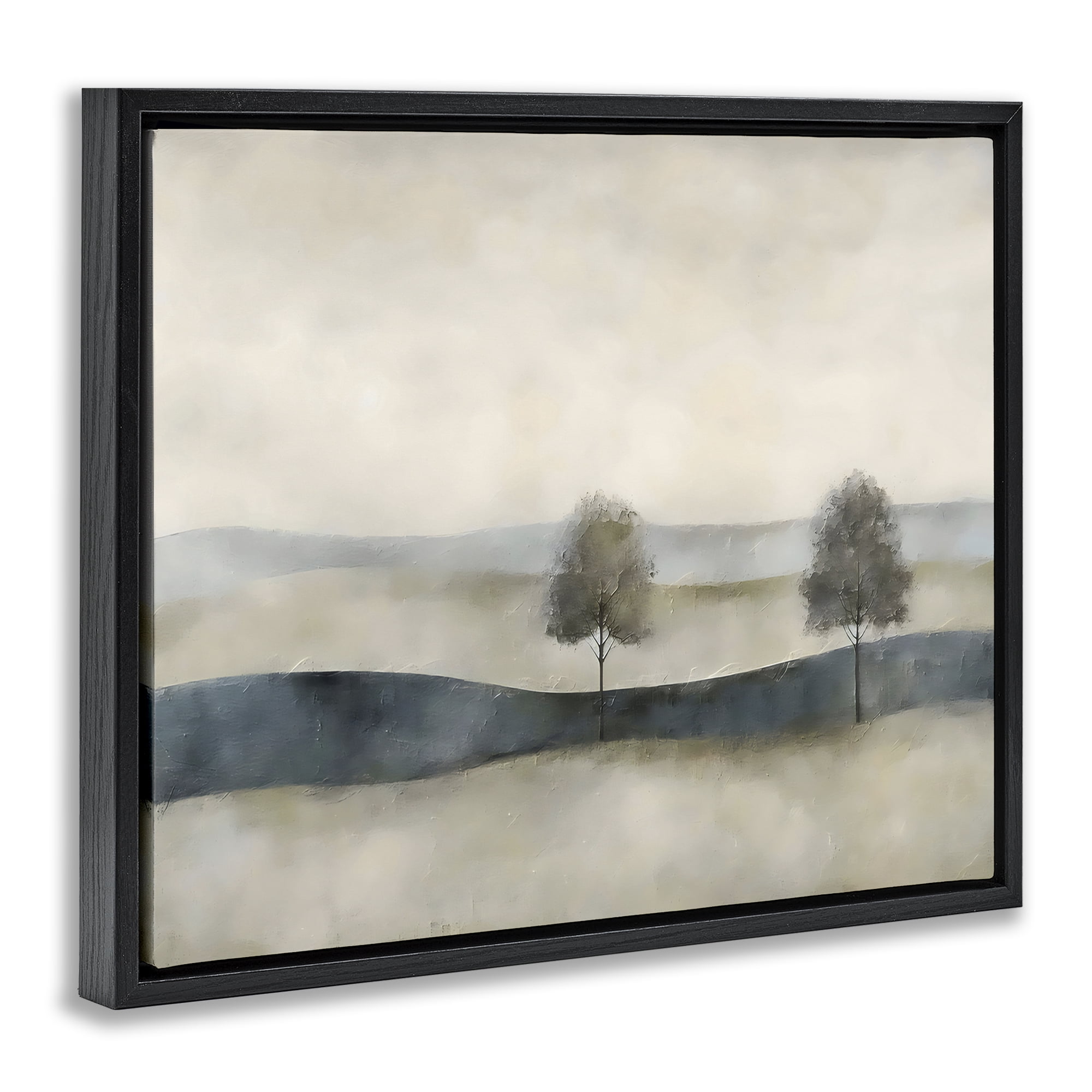 Stupell Industries Muted Horizon with Trees Black Framed Floater Canvas Wall Art, design by Riley B
