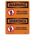 thumbnail image 1 of SignMission OS-WS-A-1218-L-12773 12 x 18 Po Panneau d'Avertissement OSHA - Piscine Fermée Ne Pas Entrer avec Symbole, 1 of 1
