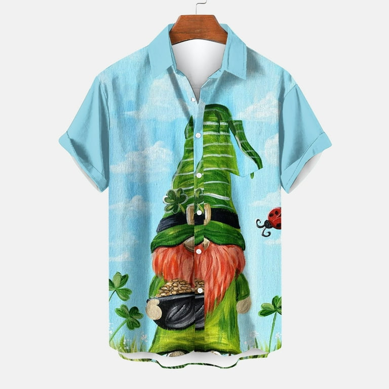 Happy St. Patricks Day Men's Graphic Shirts Irish Festival Holiday Hawaiian  Shirt Vintage 50s Shamrock Bowling Shirt 