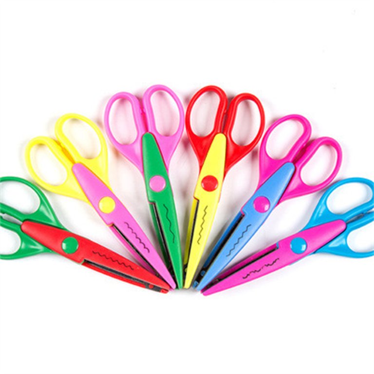 Happon Set of 6 Children Safe Pinking Shears Colorful Decorative Paper Lace  Edge Scissor Set for Teachers Crafts Scrapbooking Kids Design(Random Style)  