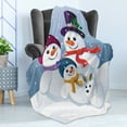 thumbnail image 4 of Snowman Soft Flannel Fleece Throw Blanket, Colorful Pattern of a Snowy Happy Family and a Dog on Snow Snowflakes in the Air, Cozy Plush for Indoor and Outdoor Use, 50" x 70", Multicolor, by Ambesonne, 4 of 5