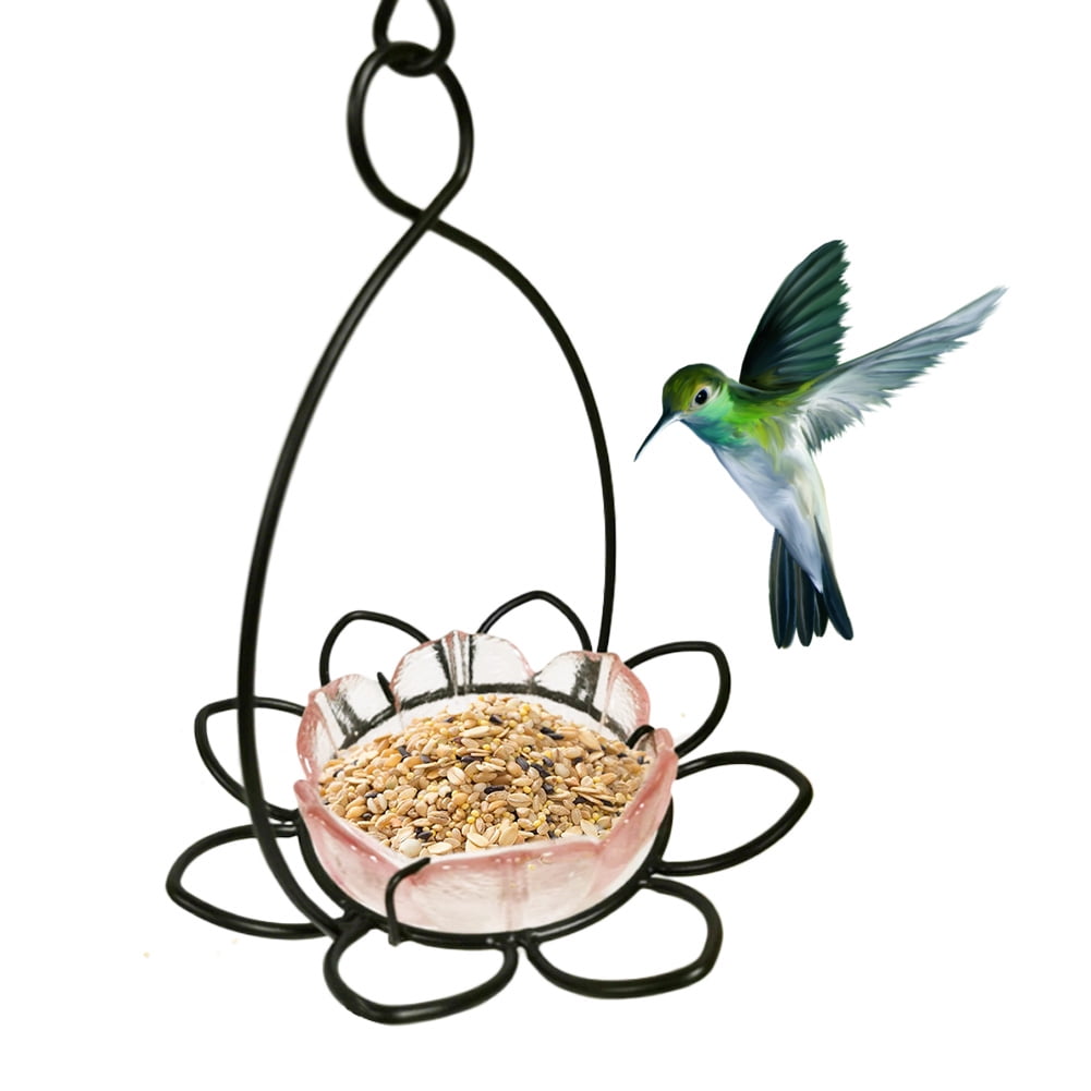 Akoyovwerve Metal Automatic Bird Feeder Hanging Lotus Bird Feeder Wild