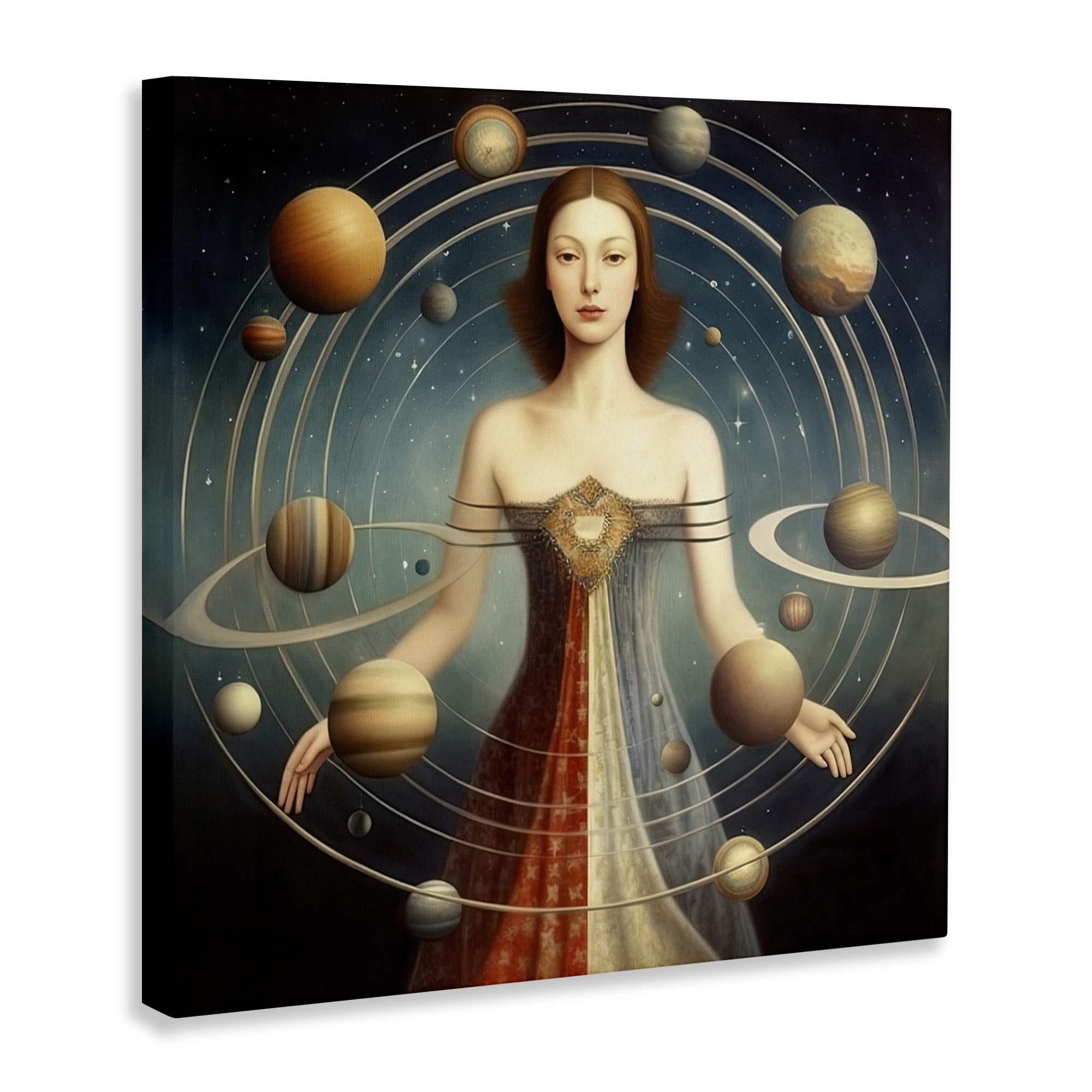 Galactic Orbits Woman Canvas Wall Art, design by Sasha
