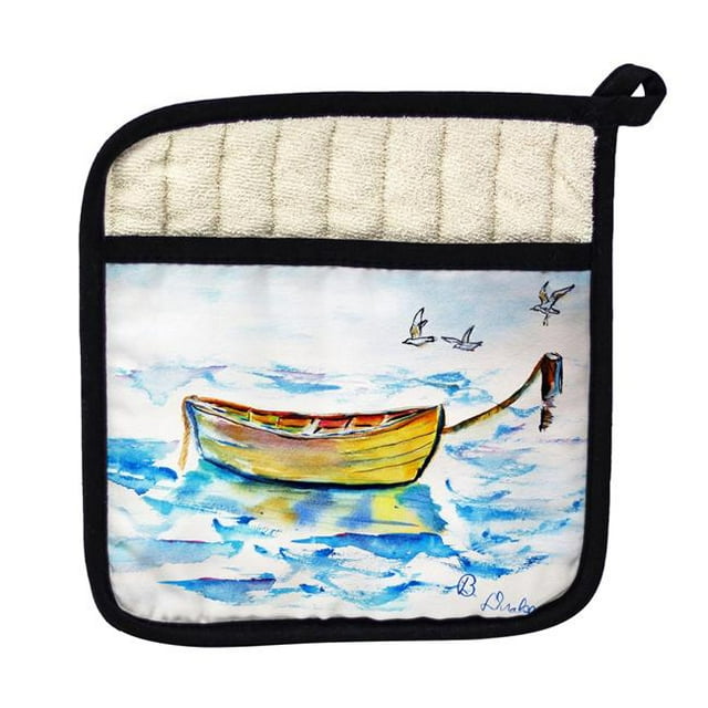 Betsy Drake PT830 Yellow Row Boat Pot Holder