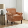 thumbnail image 6 of UIXE Accent Chairs Faux Leather Arm Chair Brown Chairs for Living Room Lounge Reading Seat Bedroom, 6 of 7