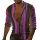 thumbnail image 1 of Camisas Para Hombre Camisa De Hombre Con Cuello A Rayas Street Daily Hebilla Impreso Top De Manga Larga Moda Casual Transpirable (Pink, 3XL), 1 of 5