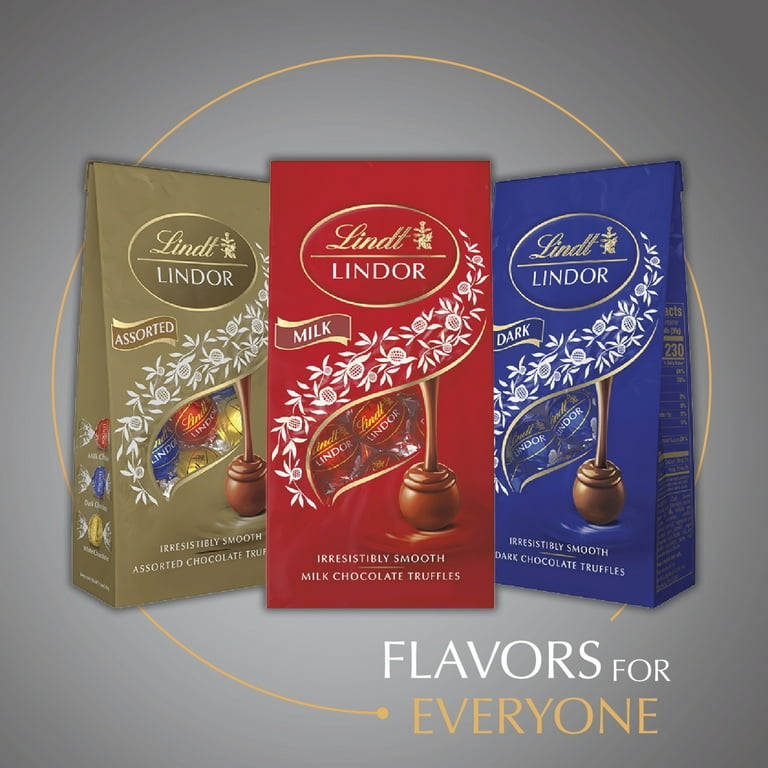 Lindt Lindor Milk Assorted Chocolate Candy Truffles, 8.5 oz, Bag