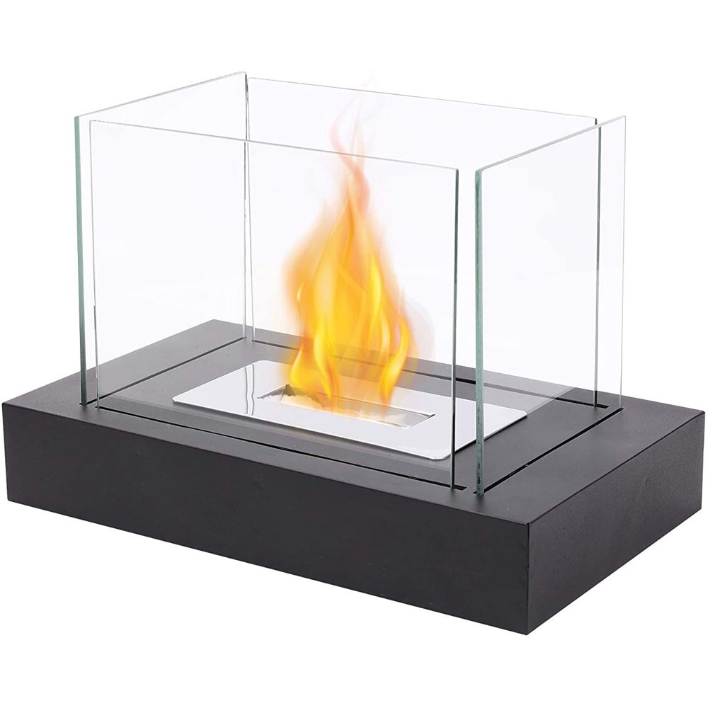 JHY DESIGN Rectangular Tabletop Fire Bowl Pot with Foursided Glass 13.