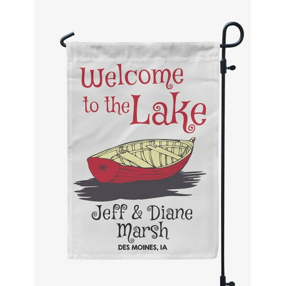 Printtoo White Welcome To The Lake Outdoor Personalized Camping Flags For Campers Double SidedFlagCampsiteFlagOutdoor Garden Sign