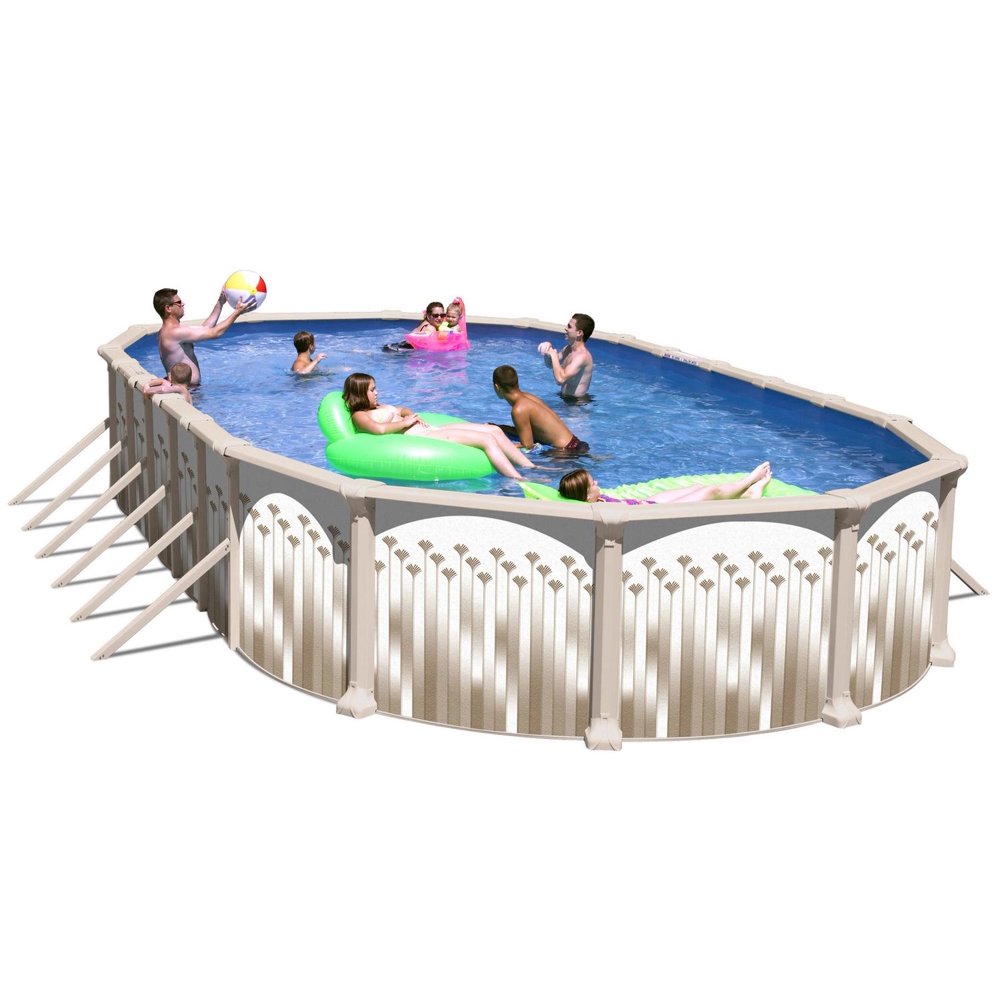 Allero Oval Above Ground Swimming Pool with Buttresses Package 30 ft. x