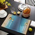 thumbnail image 3 of Blue Teal Yellow Ombre Placemats Set of 6, Farmhouse Modern Gradient Art Placemats for Dining Table, Place Mats for Kitchen Tabletop, Waterproof Wipeable Dining Table Mats Set, 3 of 9
