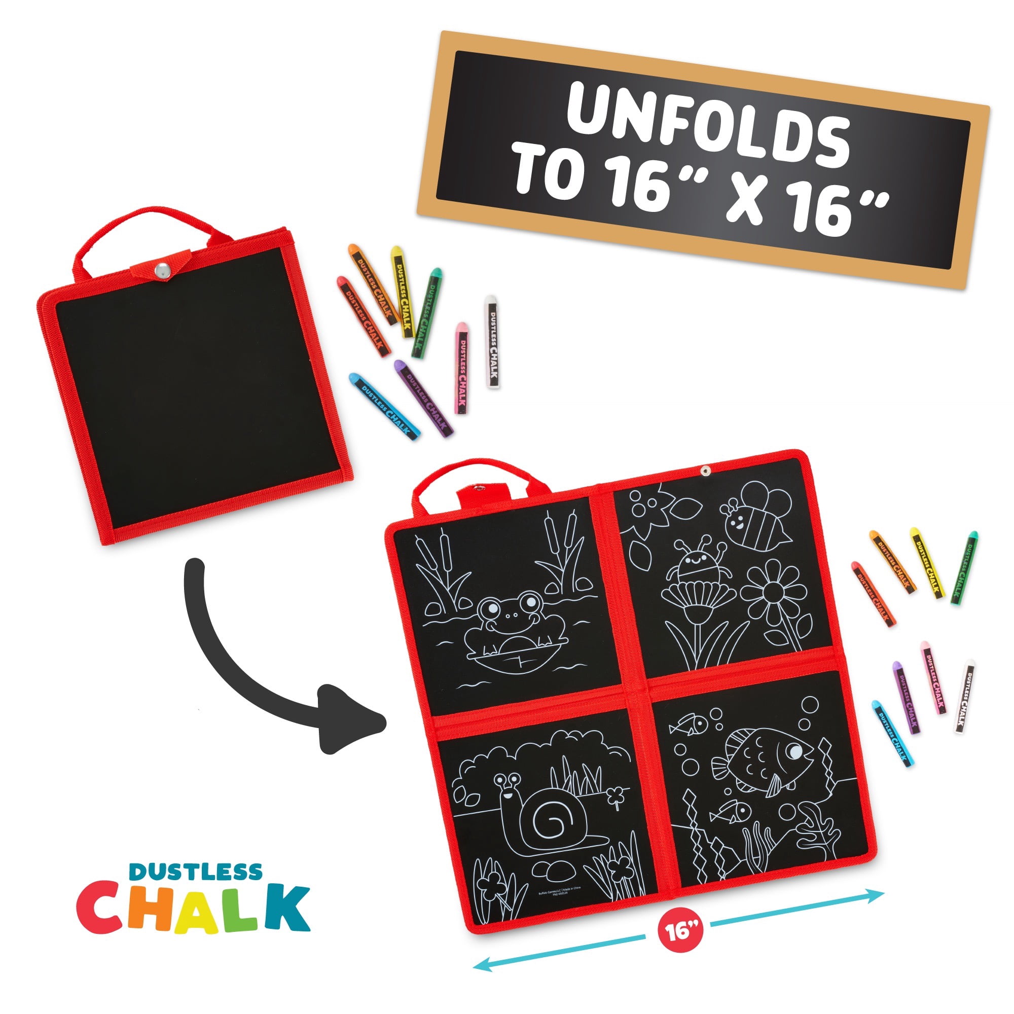 Chuckle & Roar Dustless Chalk, Travel & Floor Set for Children Ages 3 and Up, by Buffalo Games