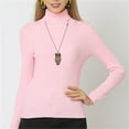 thumbnail image 4 of Pink Sweatshirt for Women's Ribbed Slim Fit Lightweight Long Sleeve Turtleneck Sweater Women Fall Clothes, 4 of 4