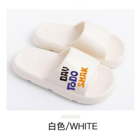 

E-commerce foreign trade solid color letters thick-soled one-word drag women‘s fashion outer wear excrement feeling eva slippers home shoes