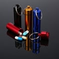 thumbnail image 3 of Mini Portable Waterproof Pill Shape Aluminum Alloy Pill Box Case Bottle Cache Drug Holder Container With Keychain, 3 of 7